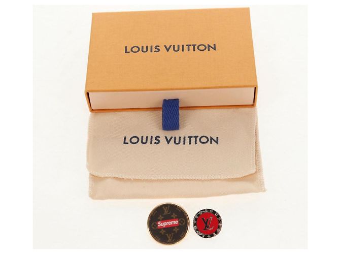 FIBBIA SPILLA LOUIS VUITTON Monogram LVxSupreme 2 Set Rosso LV Auth 128511M - vista 12