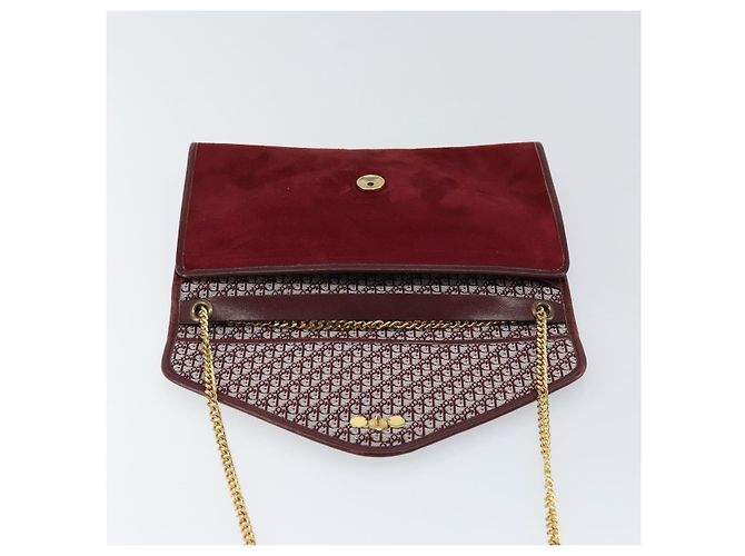 Borsa a Spalla con Catena Christian Dior in Camoscio Bordeaux Oro Auth bs30368 D'oro Bordò - vista 10