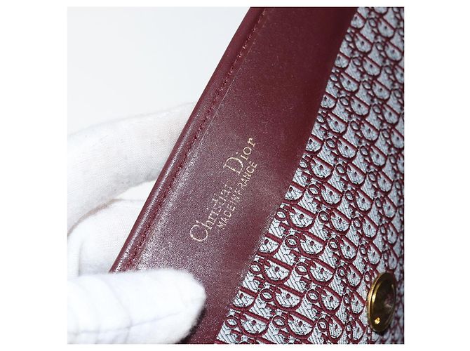 Borsa a Spalla con Catena Christian Dior in Camoscio Bordeaux Oro Auth bs30368 D'oro Bordò - vista 12
