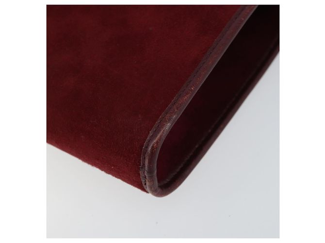Borsa a Spalla con Catena Christian Dior in Camoscio Bordeaux Oro Auth bs30368 D'oro Bordò - vista 15