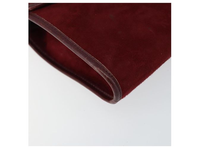 Borsa a Spalla con Catena Christian Dior in Camoscio Bordeaux Oro Auth bs30368 D'oro Bordò - vista 16