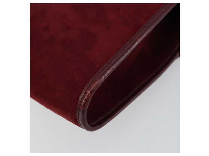 Borsa a Spalla con Catena Christian Dior in Camoscio Bordeaux Oro Auth bs30368 D'oro Bordò - vista 17