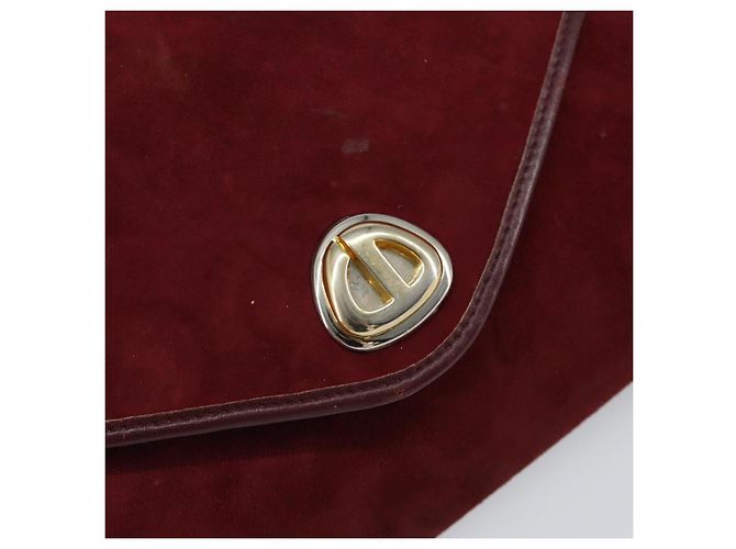 Borsa a Spalla con Catena Christian Dior in Camoscio Bordeaux Oro Auth bs30368 D'oro Bordò - vista 18