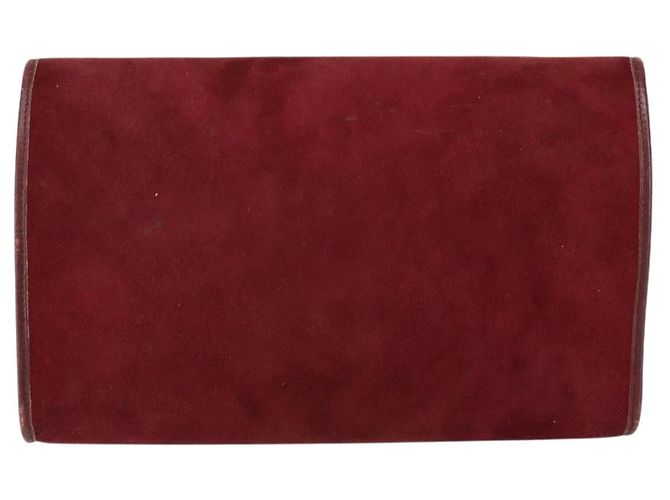 Borsa a Spalla con Catena Christian Dior in Camoscio Bordeaux Oro Auth bs30368 D'oro Bordò - vista 2