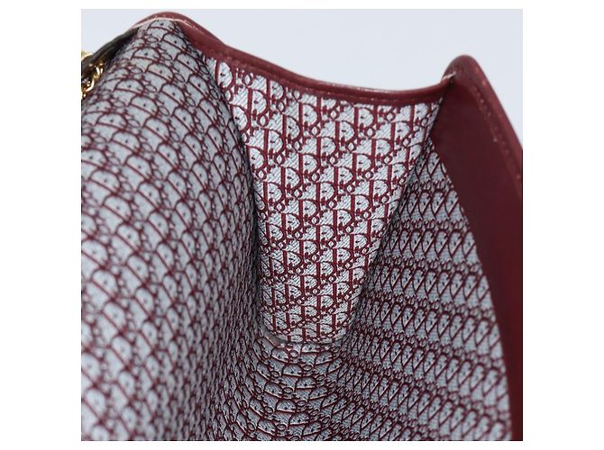 Borsa a Spalla con Catena Christian Dior in Camoscio Bordeaux Oro Auth bs30368 D'oro Bordò - vista 20