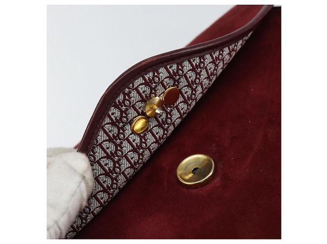 Borsa a Spalla con Catena Christian Dior in Camoscio Bordeaux Oro Auth bs30368 D'oro Bordò - vista 9