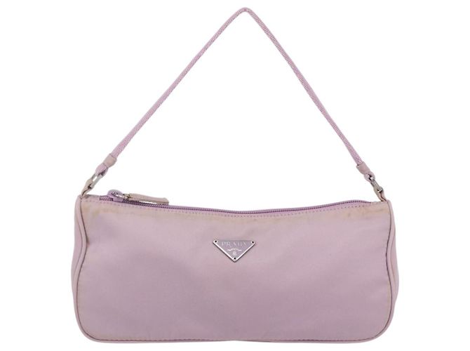 PRADA Accessory Pouch Nylon Pink Silver Auth ki6145 Silvery - view 13