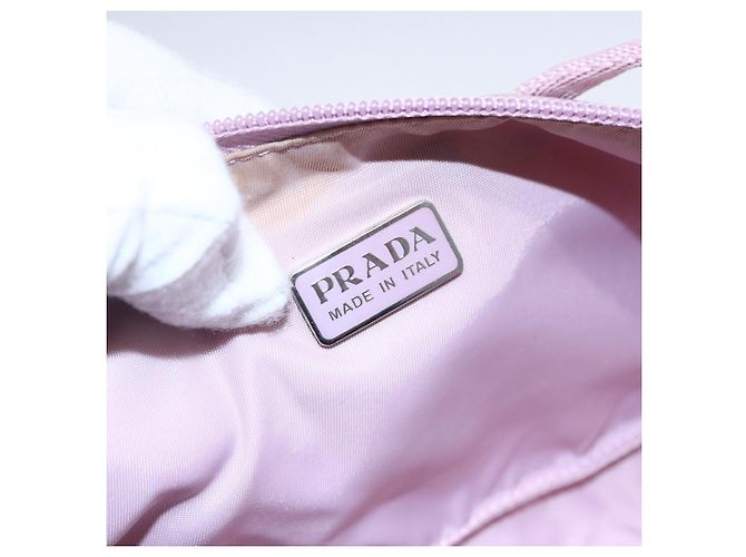 PRADA Accessory Pouch Nylon Pink Silver Auth ki6145 Silvery - view 19