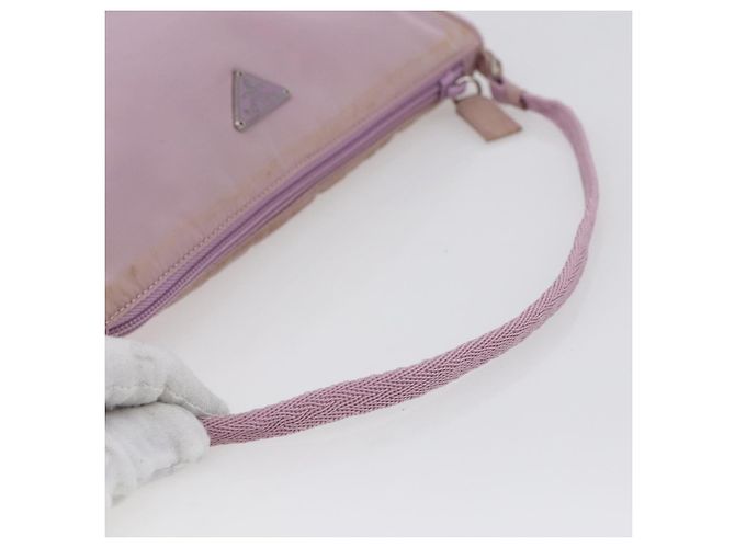 PRADA Accessory Pouch Nylon Pink Silver Auth ki6145 Silvery - view 7