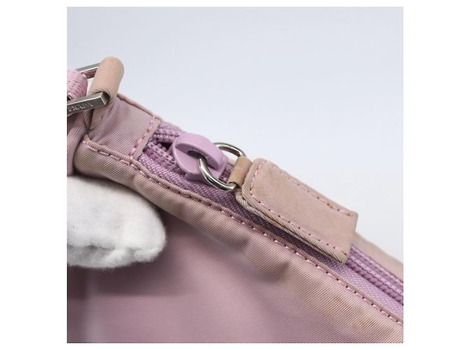 PRADA Accessory Pouch Nylon Pink Silver Auth ki6145 Silvery - view 9