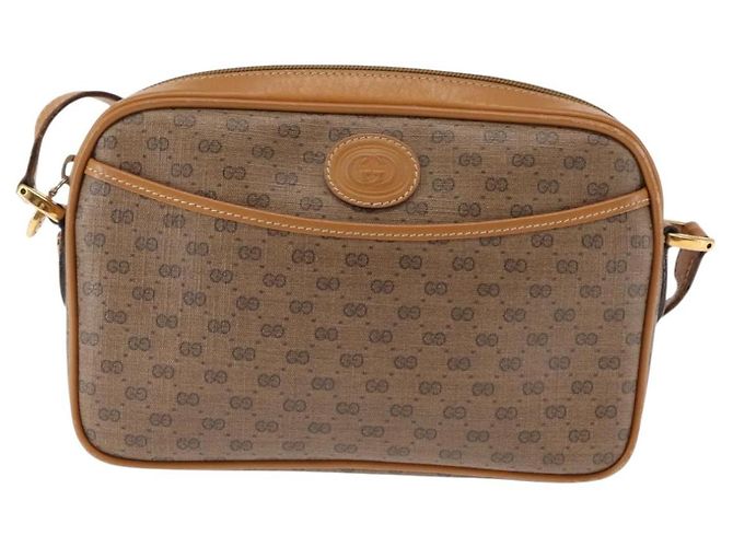 Gucci Borsa a Spalla Micro GG Supreme PVC Beige Oro 007 904 0095 Auth ep11014 D'oro - vista 2