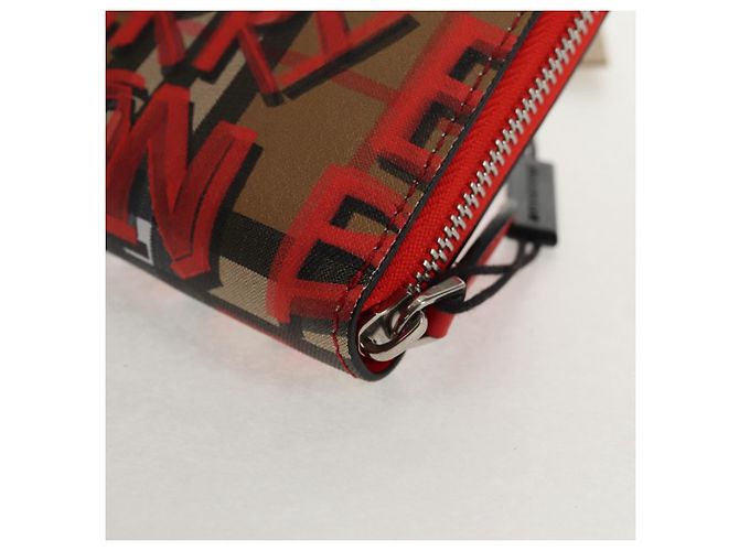 BURBERRY Nova Check Graffiti Lange Geldbörse PVC Beige Auth 143015M - Ansicht 11