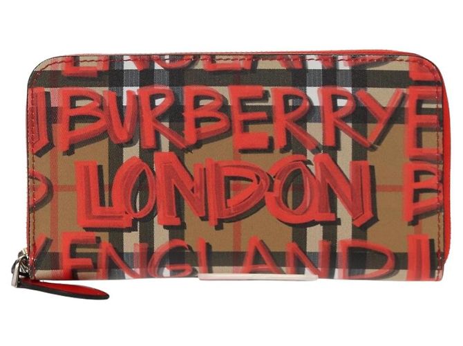 BURBERRY Nova Check Graffiti Lange Geldbörse PVC Beige Auth 143015M - Ansicht 2