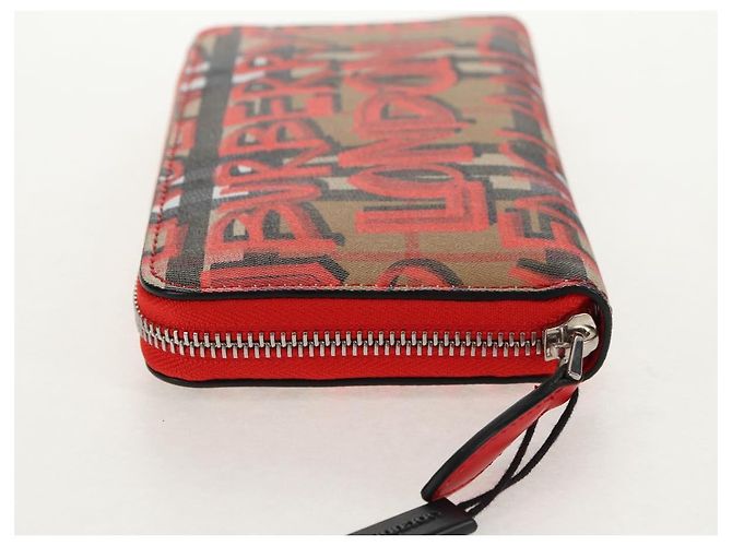 BURBERRY Nova Check Graffiti Lange Geldbörse PVC Beige Auth 143015M - Ansicht 4