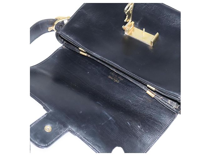 Borsa a Spalla CÉLINE Carrozza in Pelle Nera e Oro Auth bs30594 Nero D'oro - vista 10
