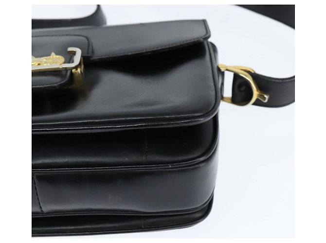 Borsa a Spalla CÉLINE Carrozza in Pelle Nera e Oro Auth bs30594 Nero D'oro - vista 14