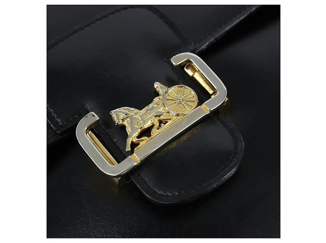 Borsa a Spalla CÉLINE Carrozza in Pelle Nera e Oro Auth bs30594 Nero D'oro - vista 17