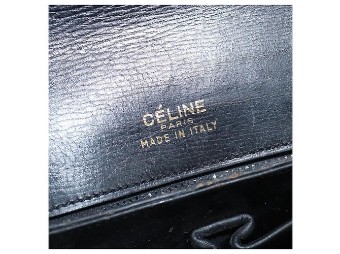 Borsa a Spalla CÉLINE Carrozza in Pelle Nera e Oro Auth bs30594 Nero D'oro - vista 18
