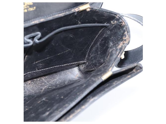 Borsa a Spalla CÉLINE Carrozza in Pelle Nera e Oro Auth bs30594 Nero D'oro - vista 19