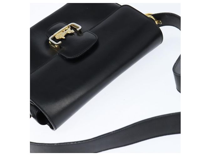 Borsa a Spalla CÉLINE Carrozza in Pelle Nera e Oro Auth bs30594 Nero D'oro - vista 6