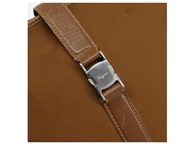 Borsa a Spalla Salvatore Ferragamo in Nylon Marrone Argento Autentica hk3129 - vista 14