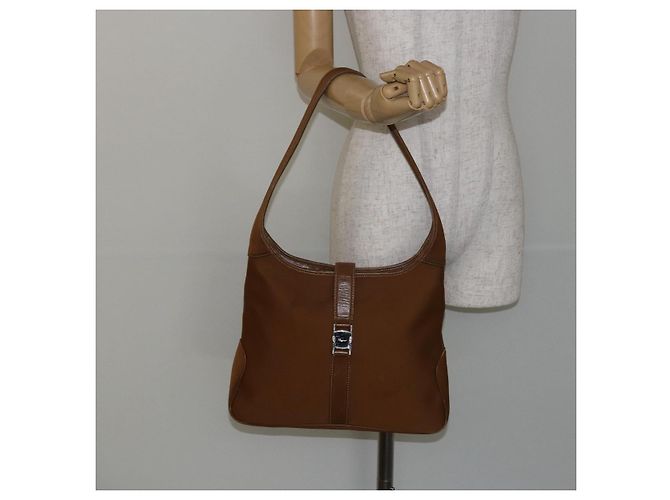 Borsa a Spalla Salvatore Ferragamo in Nylon Marrone Argento Autentica hk3129 - vista 23