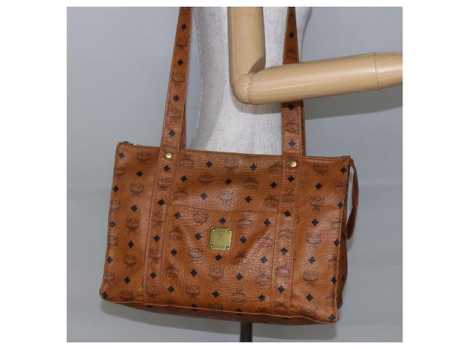 Borsa tote MCM Logogram Vicetos in pelle PVC marrone e oro Auth BA6608 D'oro - vista 21