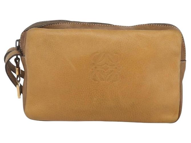 LOEWE Borsa Clutch Anagram in Pelle Beige Auth bs30633 - vista 13