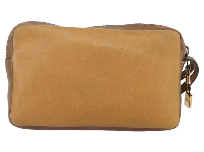 LOEWE Borsa Clutch Anagram in Pelle Beige Auth bs30633 - vista 2