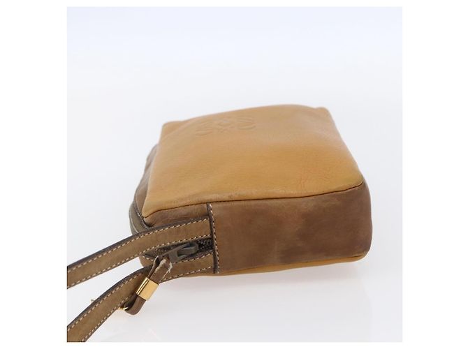 LOEWE Borsa Clutch Anagram in Pelle Beige Auth bs30633 - vista 3