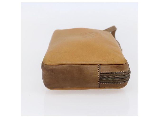 LOEWE Borsa Clutch Anagram in Pelle Beige Auth bs30633 - vista 4