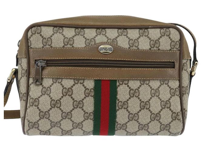 Borsa Sherry Line GG Supreme Web di GUCCI in PVC beige e oro 56 02 004 Auth BA7480 D'oro - vista 13