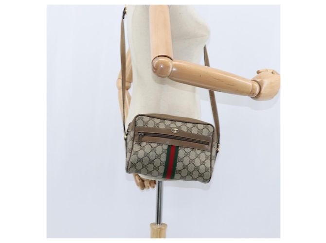 Borsa Sherry Line GG Supreme Web di GUCCI in PVC beige e oro 56 02 004 Auth BA7480 D'oro - vista 21