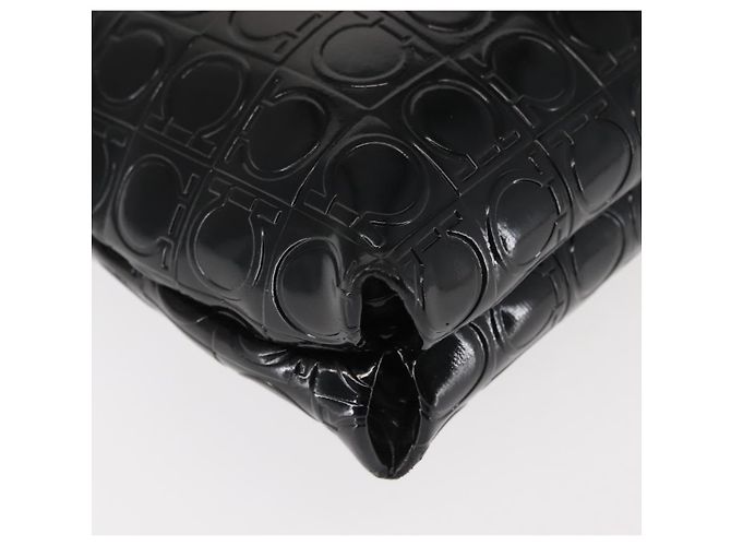 Bolsa de Ombro Gancini Emalhe Preta Auth BA6810 de Salvatore Ferragamo Preto - vista 10