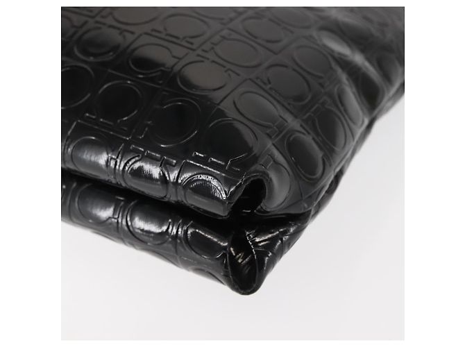 Bolsa de Ombro Gancini Emalhe Preta Auth BA6810 de Salvatore Ferragamo Preto - vista 11