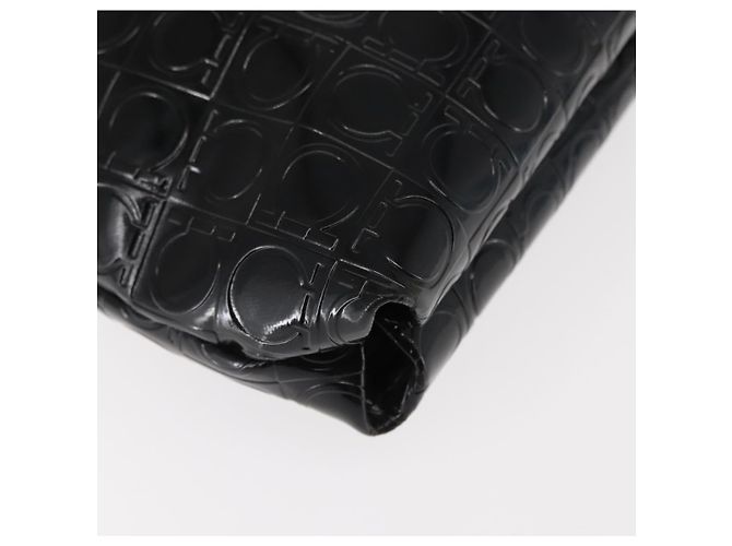 Bolsa de Ombro Gancini Emalhe Preta Auth BA6810 de Salvatore Ferragamo Preto - vista 12