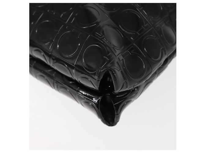 Bolsa de Ombro Gancini Emalhe Preta Auth BA6810 de Salvatore Ferragamo Preto - vista 13