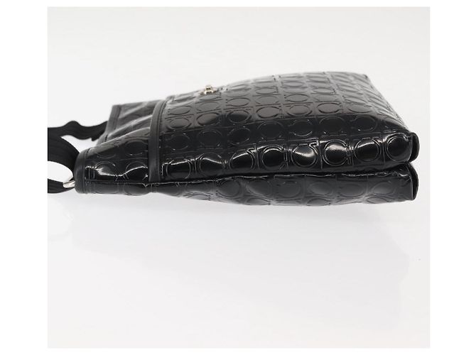 Bolsa de Ombro Gancini Emalhe Preta Auth BA6810 de Salvatore Ferragamo Preto - vista 5