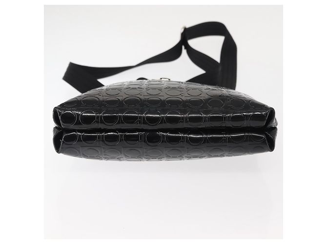 Bolsa de Ombro Gancini Emalhe Preta Auth BA6810 de Salvatore Ferragamo Preto - vista 9