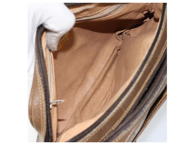 Borsa a spalla GUCCI GG Plus Supreme PVC Beige Oro Auth ep11624 D'oro - vista 11