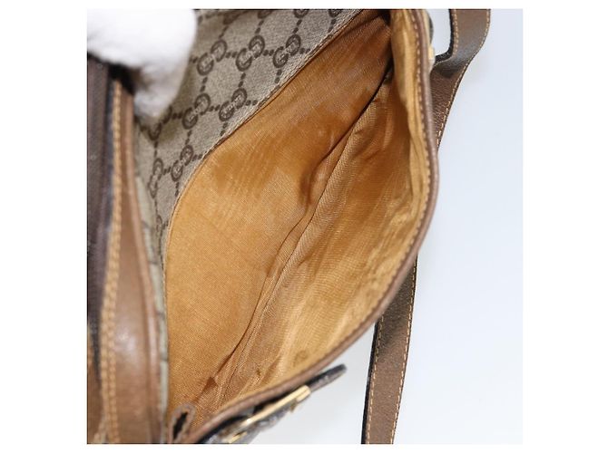 Borsa a spalla GUCCI GG Plus Supreme PVC Beige Oro Auth ep11624 D'oro - vista 12