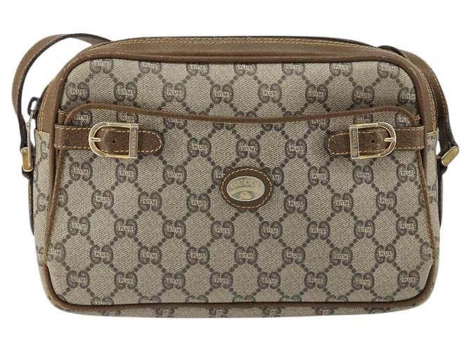 Borsa a spalla GUCCI GG Plus Supreme PVC Beige Oro Auth ep11624 D'oro - vista 13