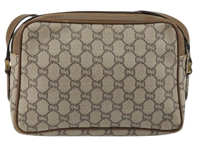 Borsa a spalla GUCCI GG Plus Supreme PVC Beige Oro Auth ep11624 D'oro - vista 2