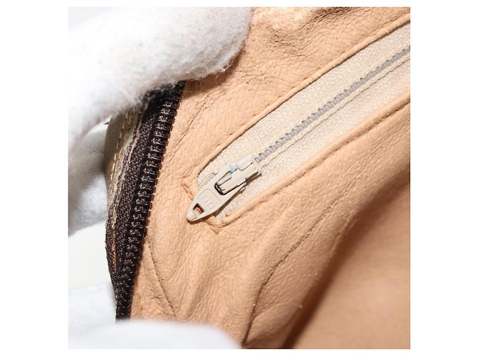Borsa a spalla GUCCI GG Plus Supreme PVC Beige Oro Auth ep11624 D'oro - vista 22