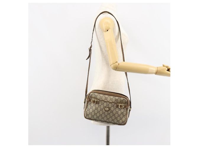 Borsa a spalla GUCCI GG Plus Supreme PVC Beige Oro Auth ep11624 D'oro - vista 25