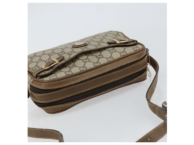 Borsa a spalla GUCCI GG Plus Supreme PVC Beige Oro Auth ep11624 D'oro - vista 6