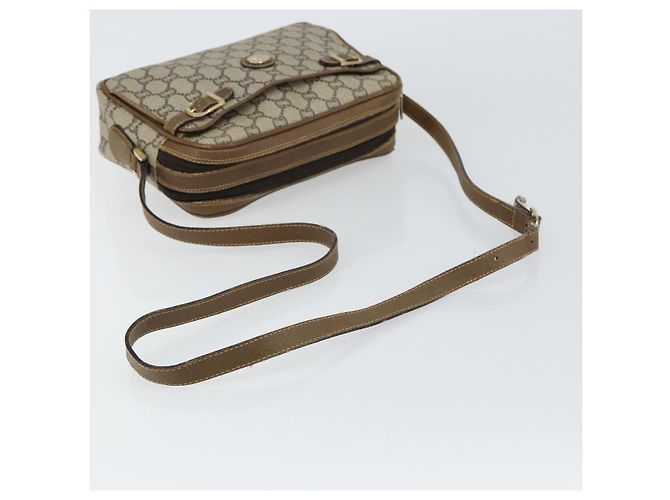 Borsa a spalla GUCCI GG Plus Supreme PVC Beige Oro Auth ep11624 D'oro - vista 7