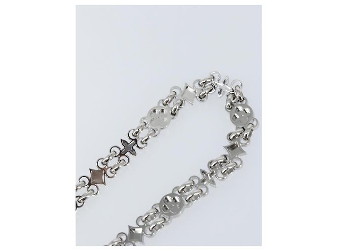 LOUIS VUITTON Cinghia a Spalla in Catena Metal 25,6"" Argento LV Auth 150641 - vista 9
