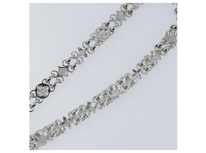 LOUIS VUITTON Cintura a Spalla in Catena Metallo 60 cm Argento LV Auth 150637 - vista 8
