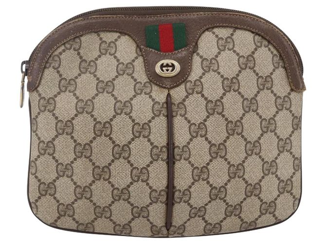 Borsa Gucci GG Supreme Web Sherry Line PVC Beige Oro 904 02 047 Auth BA7465 D'oro - vista 13